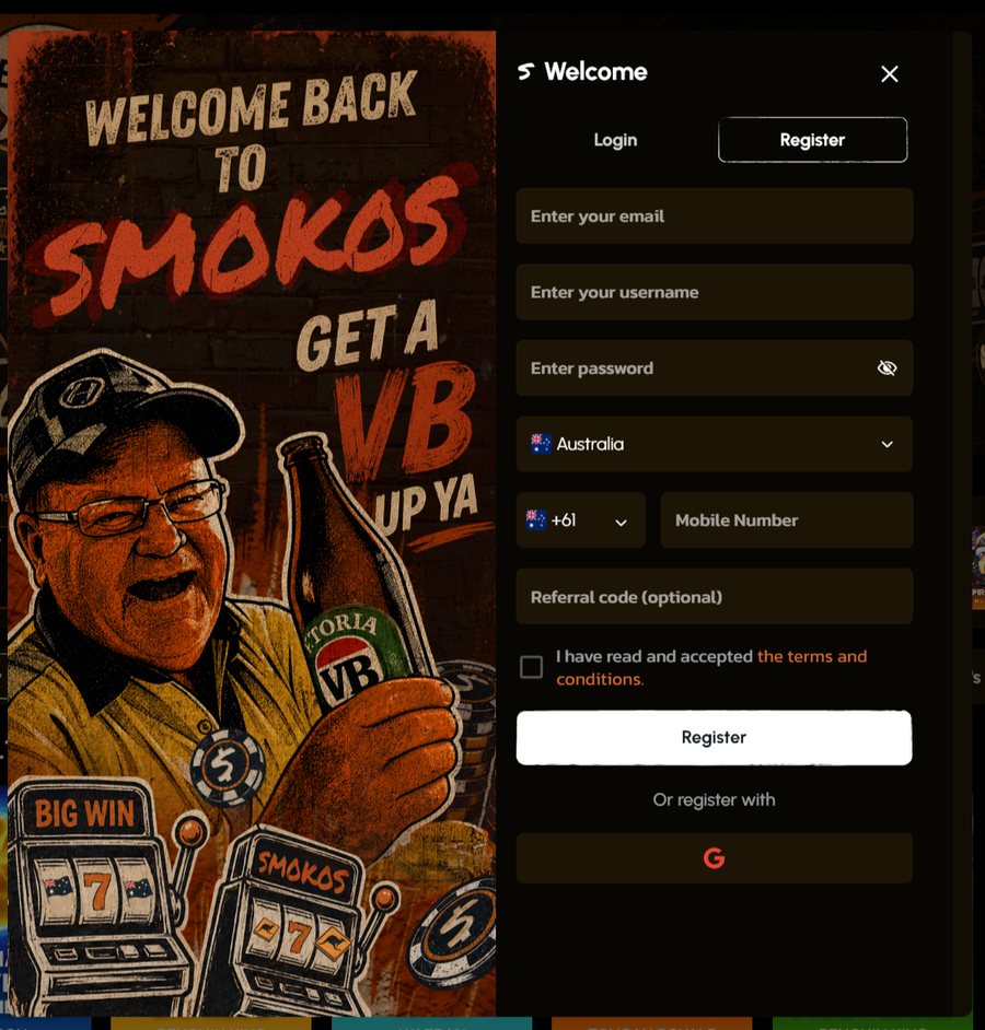 The actual Smokos registration form